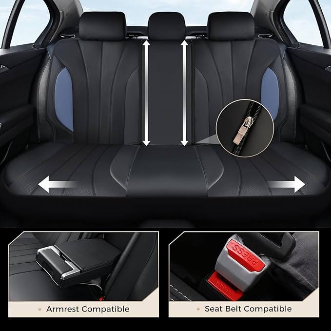 Coverado Seat Covers, Red Car Seat Covers Full Set, Automotive Seat Covers 5 Seats, Waterproof Black Car Seat Protectors Universal Fit for SUVs Trucks Sedans