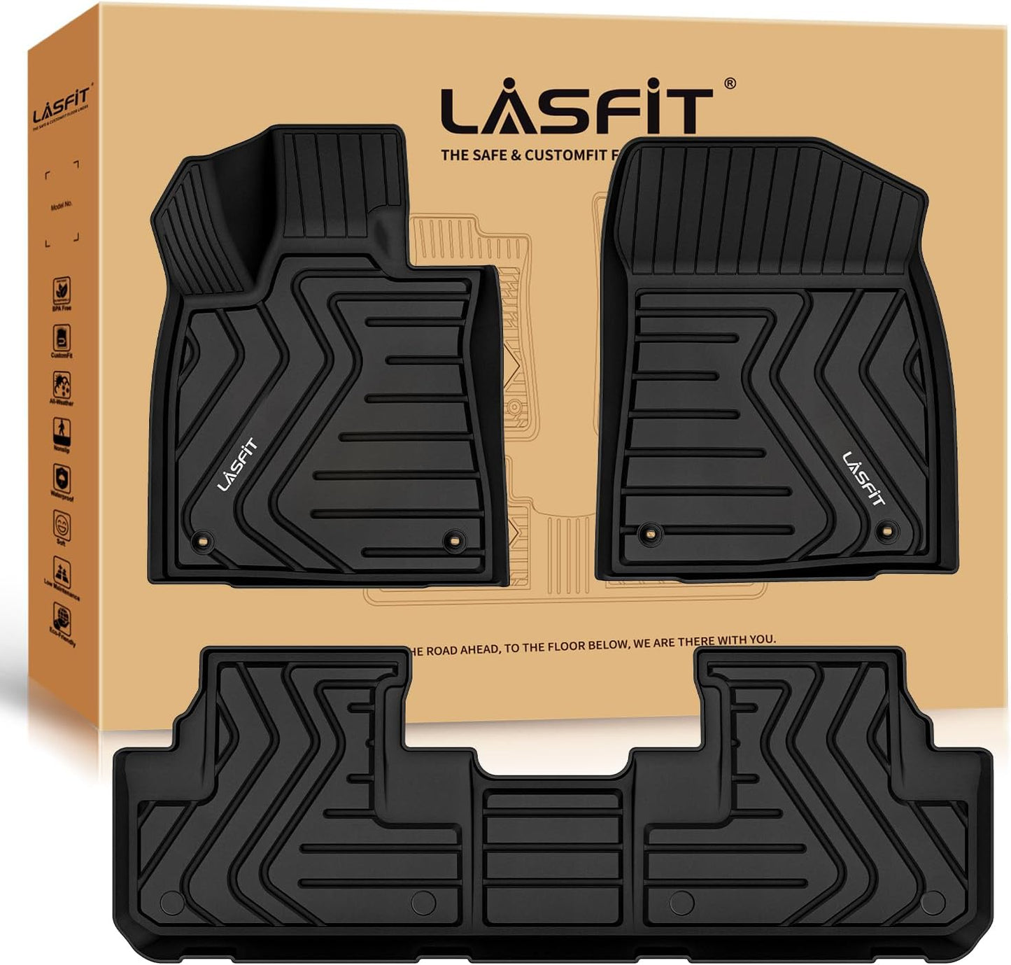 LASFIT Floor Mats for Lexus RX 2022 2021 2020 2019 2018 2017 2016 RX350 RX450h, All Weather Floor Liners Custom Fit TPE Car Mats Front & Rear Mats, Black