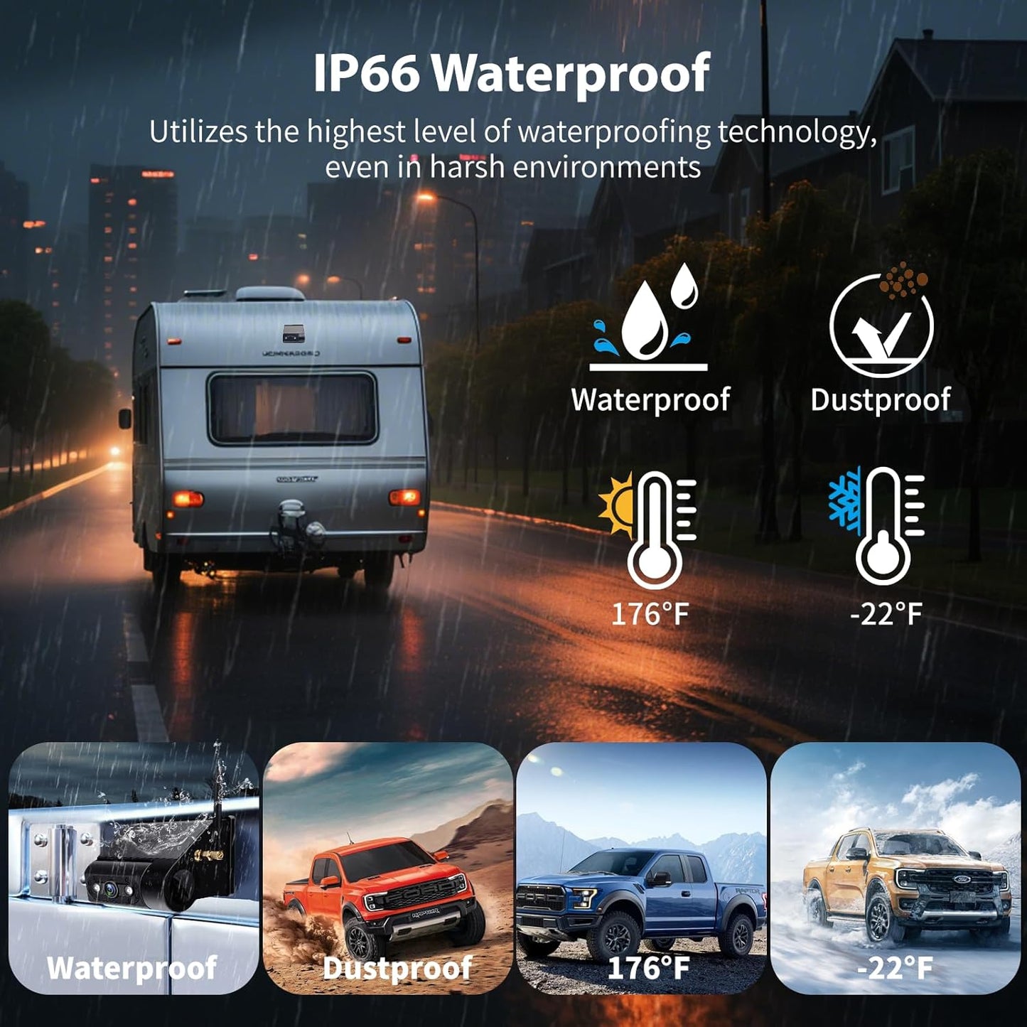 Solar Wireless Backup Camera Magnetic, 7 Inch Portable Installation RV Backup Camera, 1080P HD Rear View Camera, Rechargeable 7'' Monitor Kit for Car, IR Night Vision, 150° Wide Angle, DIY Guide Lines