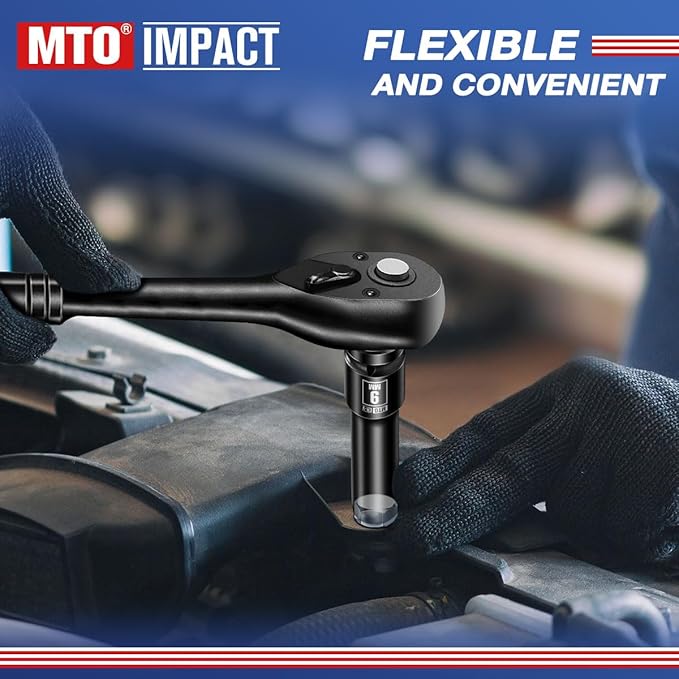 MTO 1/2" Drive 9mm Deep Impact Socket, 6-Point Metric Socket for Automotive Maintaince, CR-V Steel Meets ANSI Standards