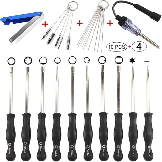 PANGOLIN 10 Pcs Carburetor Adjustment Tool Kit, Carb Adjustment Tool Kit with case, Cleaning Tool and Ignition Spark Tester, Tune-up Adjusting Tool for Common 2 Cycle Carburetor Engine