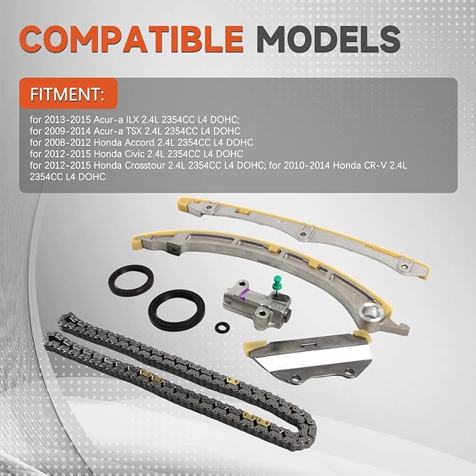14530-RZA-A01 Timing Chain Set for Honda 2008-2012 Accord for Acura 2009-2014 TSX/ILX 2.4L K24 Replace# 14510-R40-A01