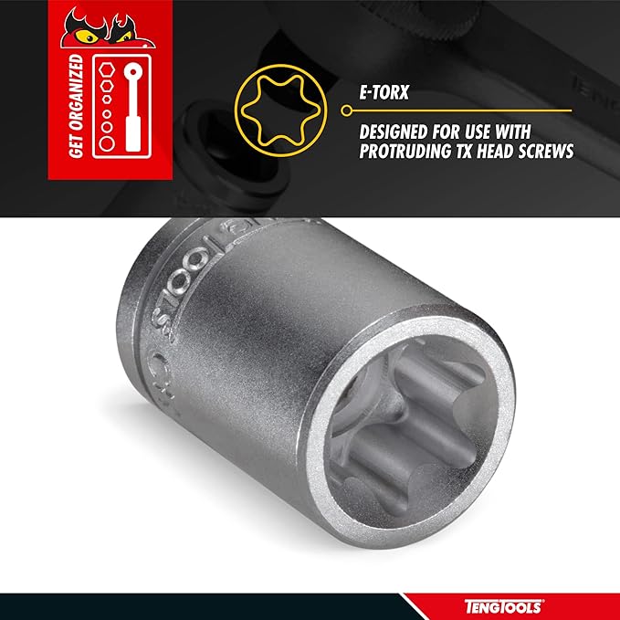 Teng Tools E6 1/4 Inch Drive Female E-Torx Star TX-E Chrome Vanadium Socket | Mechanic Tool | Hand Tool - M140706-C