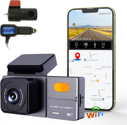 K03 On-Dash Cameras - Front and Rear Dash Cam for Cars, 4K Dual DashCam, Wireless Dash Camera with HDR Night Vision, GPS, Voice Control, Remote Live View - Best Rated Car Camera 2024