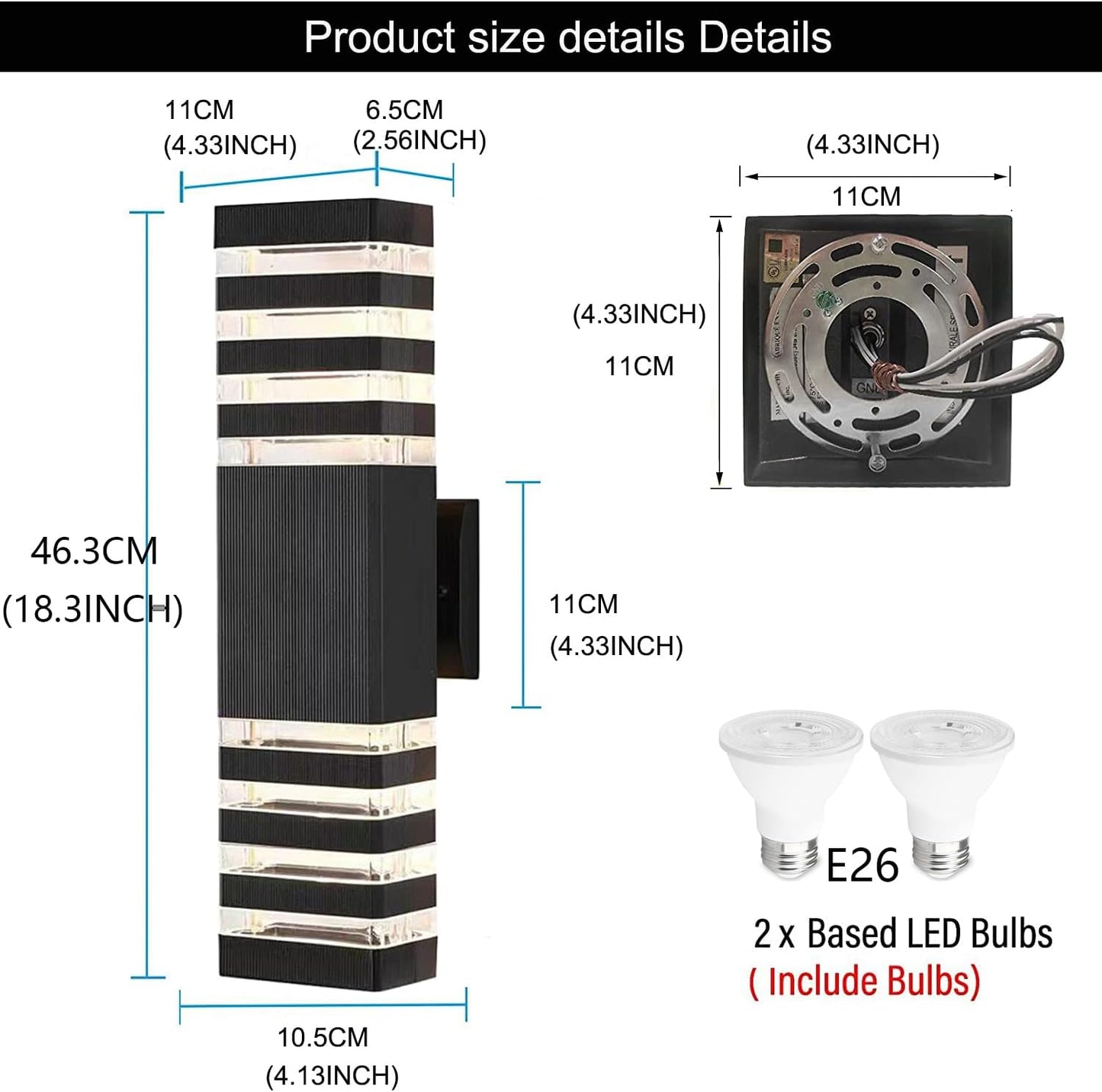 18inch LED Square Up & Down Wall Lights,24W Outdoor Wall Light 4000K Day White Aluminum Body Waterproof IP65 LED Exterior Light Fixtures Wall Mount for House Patio Garage Garden. (4 Pack)