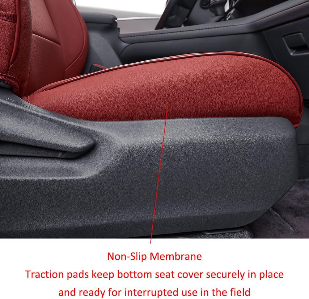 EKR Sienna Seat Covers for 2021-2025 Toyota Sienna XLE,XSE,Limited,Platinum,7 Seats,2nd Row Captain Chairs W/NO Legrest,Waterproof Seat Covers Full Set for Cars,Car Seat Protectors-Leather(Burgundy)