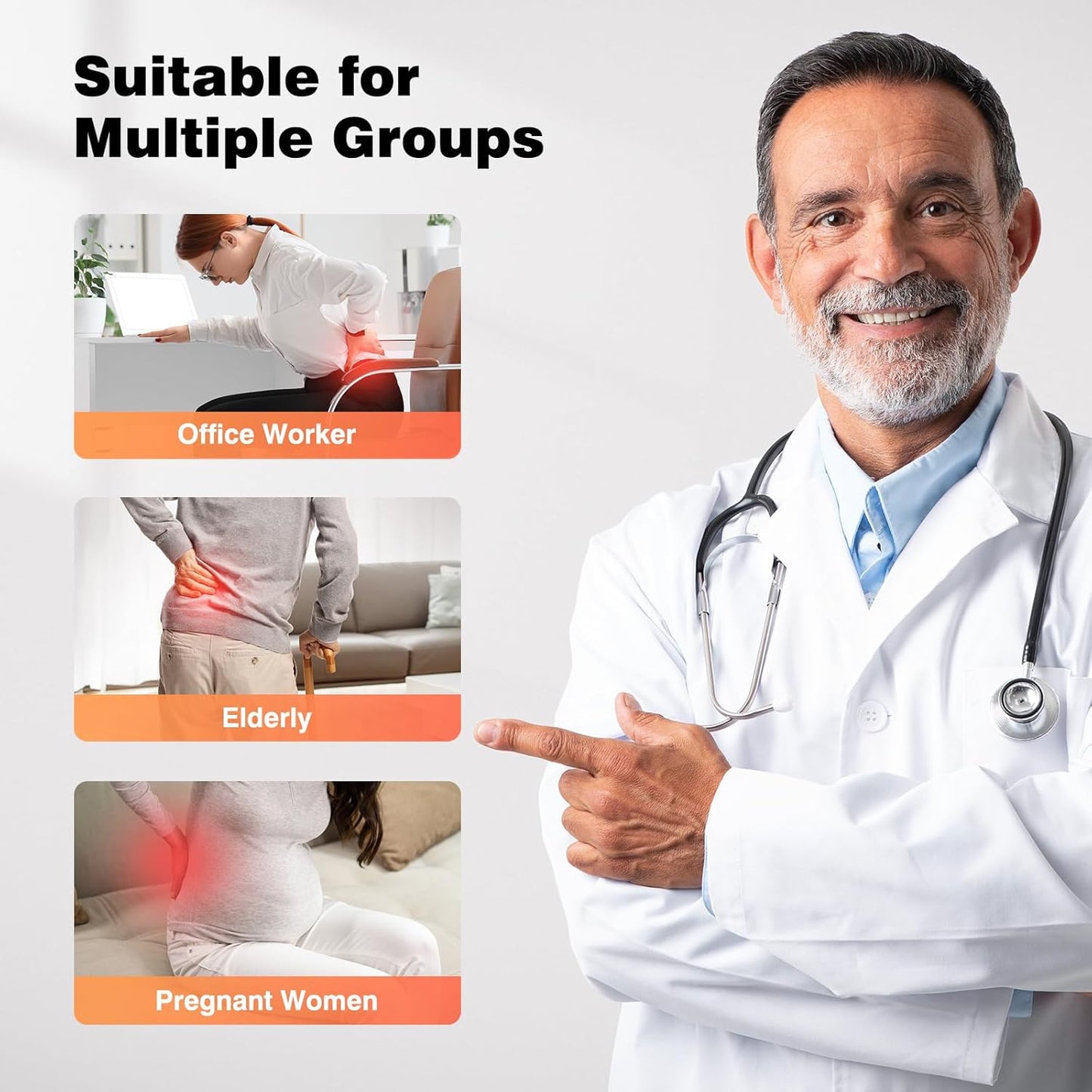 Lumbar Support Pillow for Office Chair, Back Support Pillow for Car, Recliner & Bed, Memory Foam Lower Back Cushion for Pain Relief & Improve Posture, Mesh Cover, Adjustable Straps, Gifts