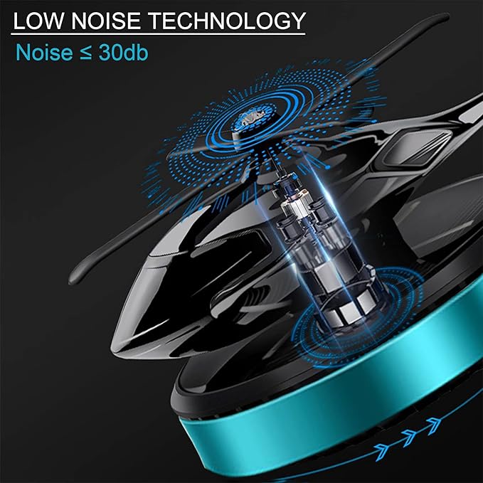 Car Air Fresheners,Al Alloy Solar Powered Rotating Incense Helicopter Diffuser, Home and Car Décor Accessories (Blue)