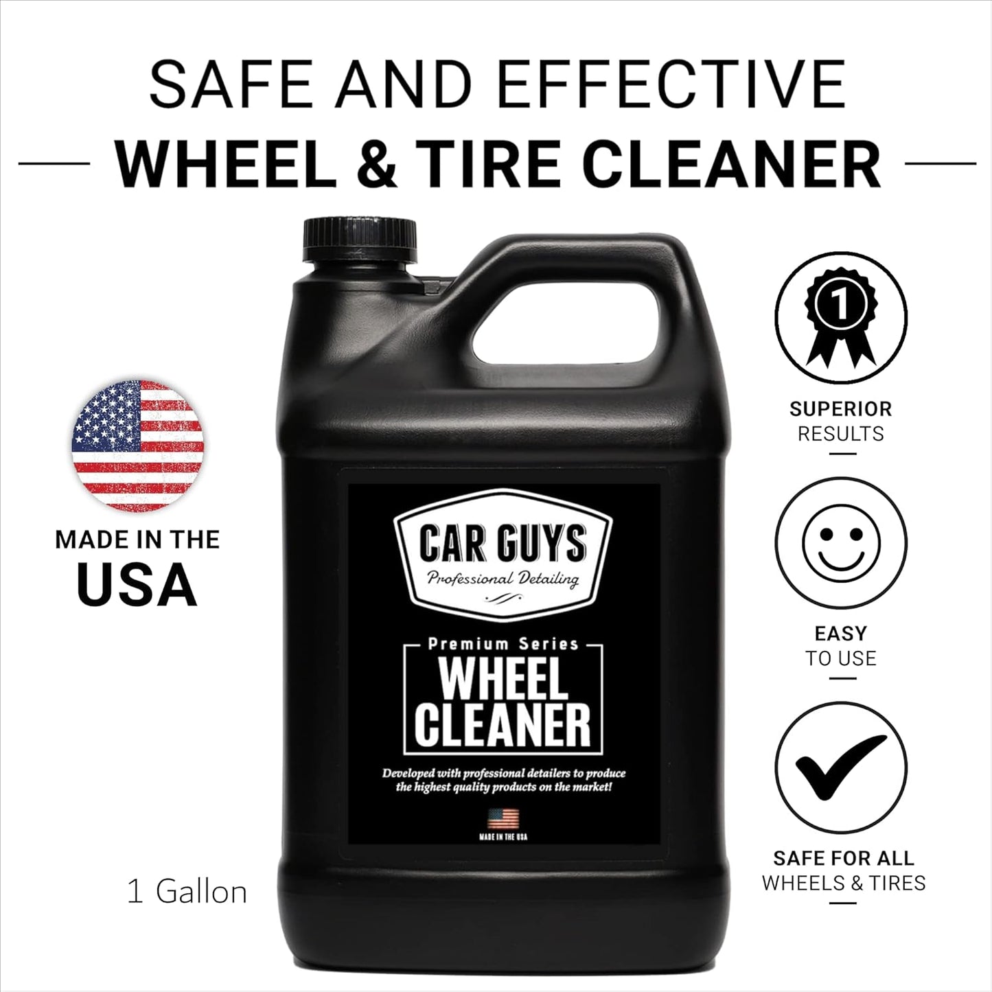 CAR GUYS Wheel Cleaner 1 Gallon Refill | Effective Rim and Tire Cleaner | Safe & Versatile Brake Dust Remover | 1 Gallon (Sprayer Not Included)