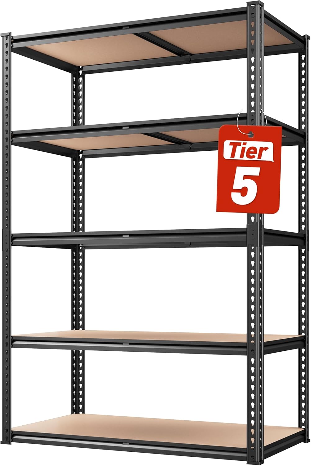 REIBII 2020LBS Storage Shelves 5 Tier Garage Shelving Heavy Duty, Adjustable Metal Shelving Unit, Garage Shelves for Basement, Warehouse, Pantry, 72" H x 35.55" W x 16" D, Black