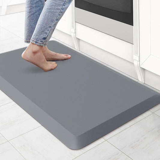 KitchenClouds Kitchen Mat Cushioned Anti Fatigue Kitchen Rug Non Slip Standing Mat Comfort Floor Mats for Sink Office (17.3"x 28"-0.8inch, Grey)