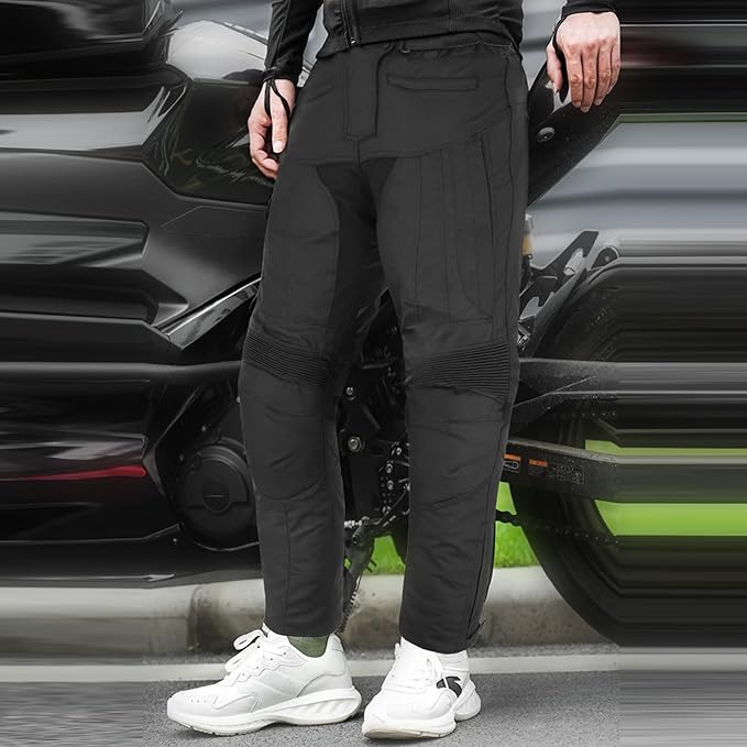 Men’s Waterproof Motorcycle Trousers – 600D Cordura Biker Pants with CE Armour, Thermal Lining & Reflective Panels