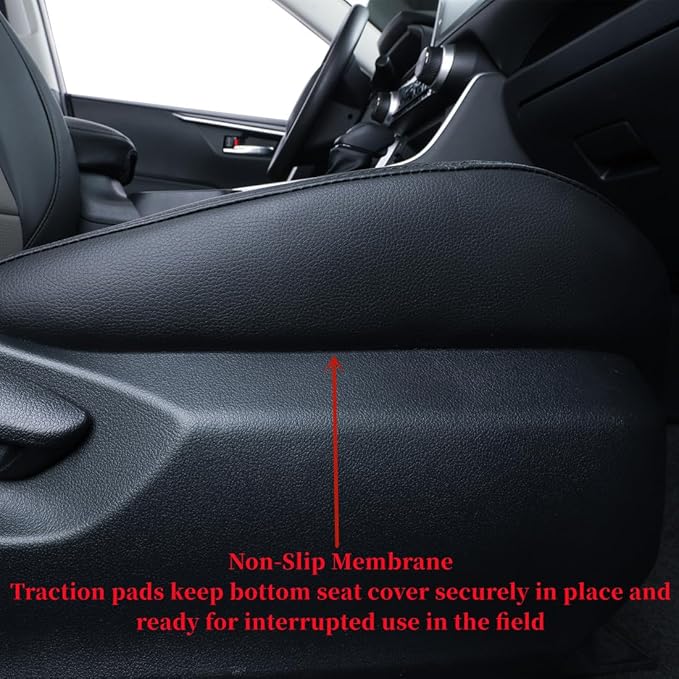 coverdream Rav4 Waterproof Leather Seat Covers Custom Fit for 2019-2024 2025 Toyota Rav4 Hybrid (Not for XSE/SE/Plug-in Hybrid),Full Coverage,Airbag Compatible,Car Seat Protector(Full Set,Black/Gray)