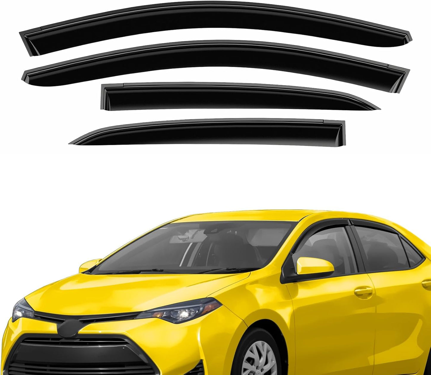 Extra Durable Window Deflectors Tape-On Window Visors Rain Guards Fit for Toyota Corolla 2014-2019 Sedan, Sun Visors, Wind Vent for Shades, Exterior Car Accessories - 4pcs. AG0487