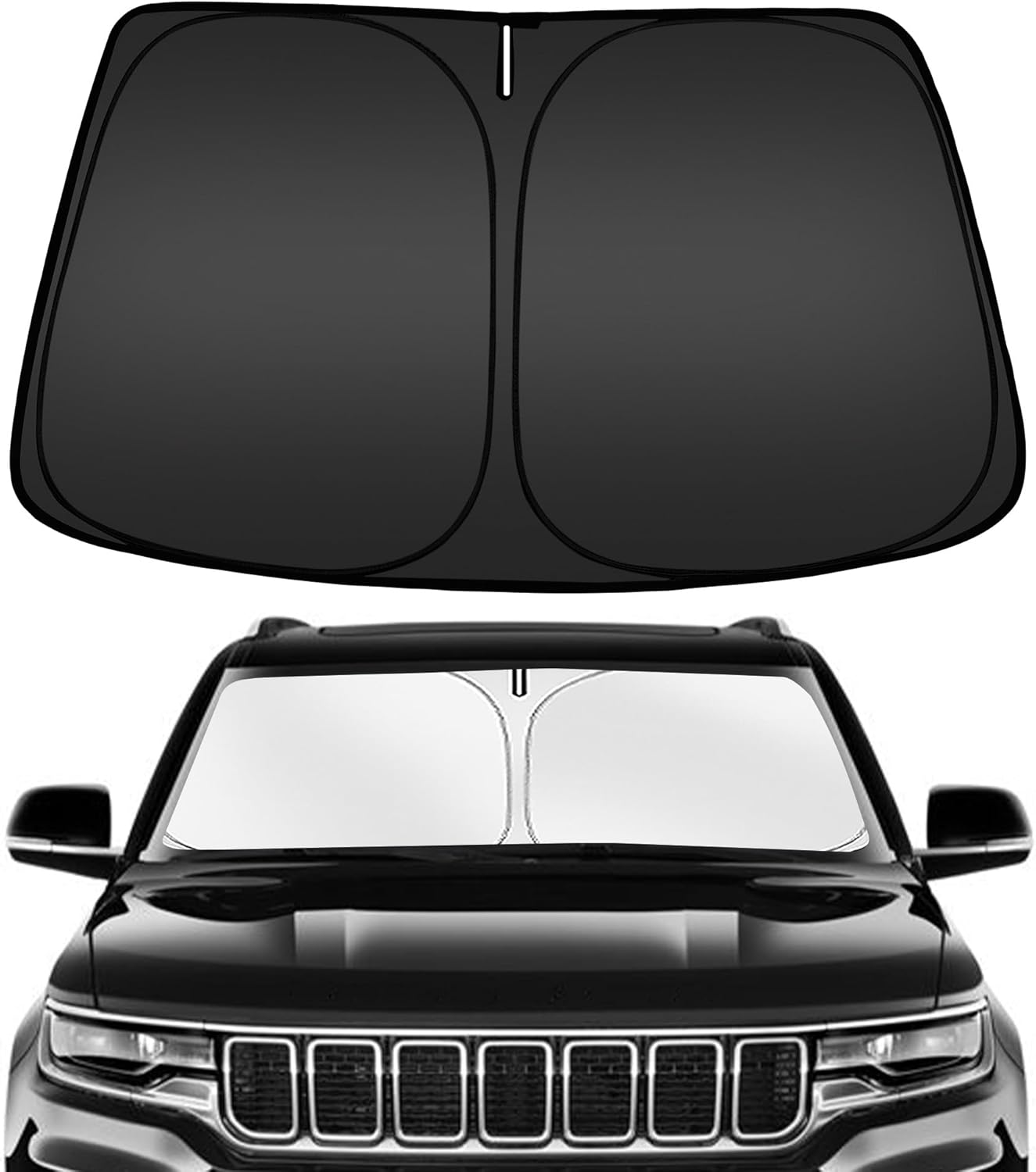 ARISMOTOR Windshield Sun Shade for Jeep Wagoneer 2022-2025, Custom Fit Foldable Front Window Sunshade Sun Visor Protector, Block UV Rays Keep Your Car Cooler