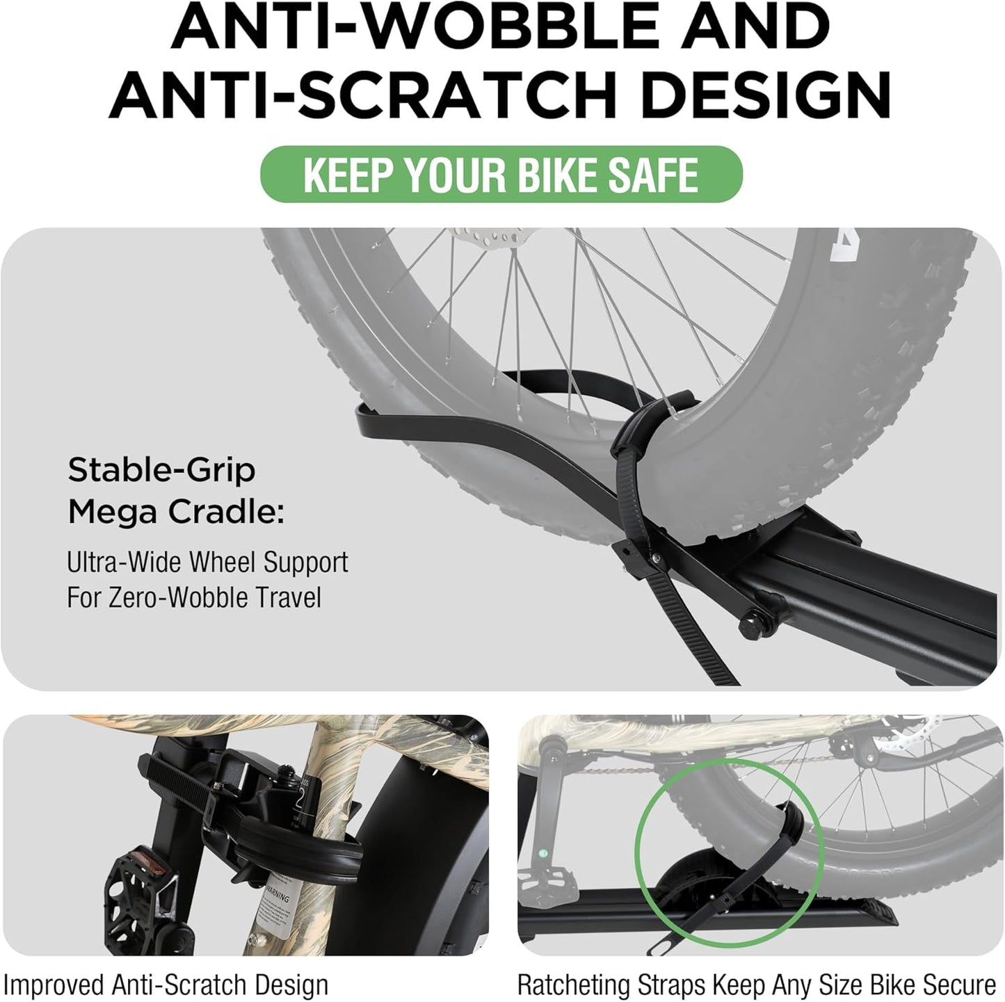 Young 100LBS. Capacity Aluminum 1-Ebike Rack for Bicycles and Electric Bikes, fits Car SUV Van RV and Trailer with 2" Receiver, Fits up to 5" Fat Tire Width and 50" Wheelbase