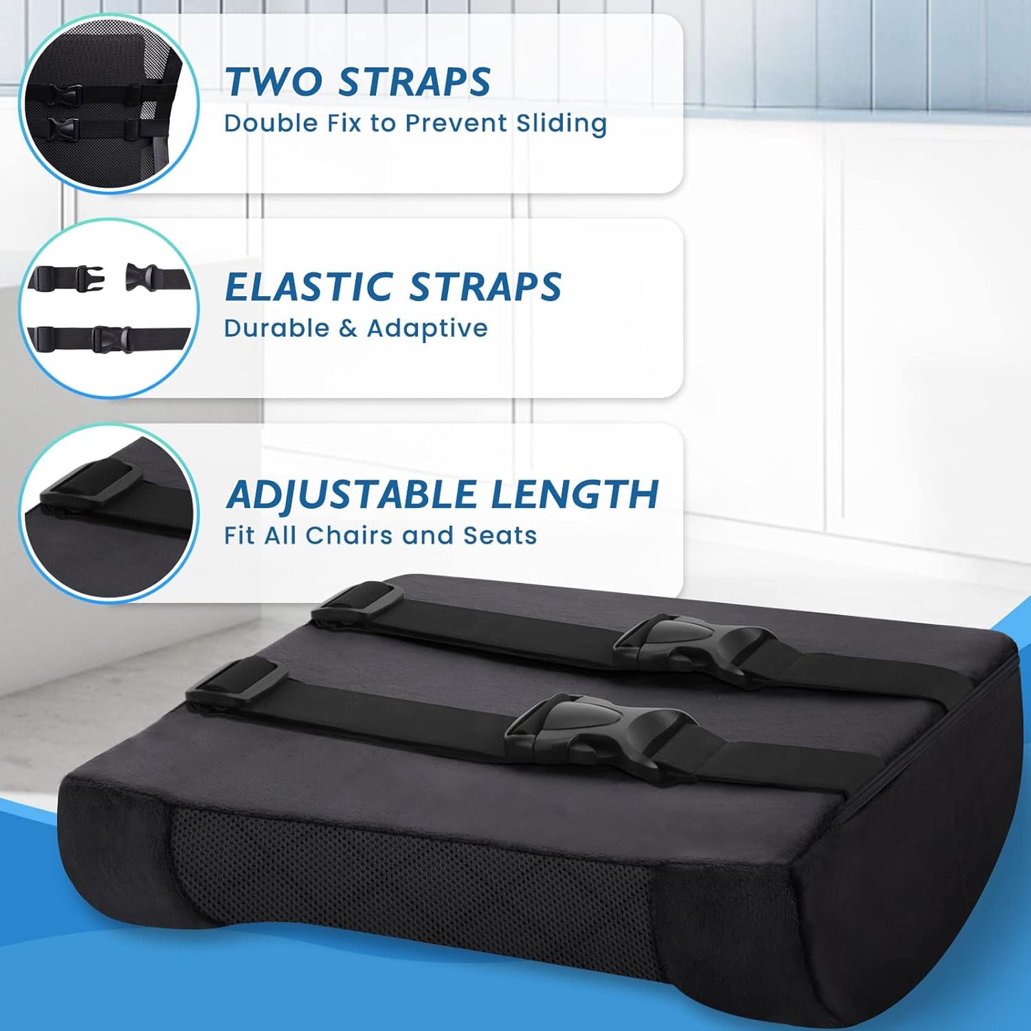 Lumbar Support Pillow for Office Chair Back Support Lumbar Pillow for Car, Gaming, Office Chair - Improve Sitting Posture & Back Pain Relief, Memory Foam, Adjustable Straps, Fluffy Black