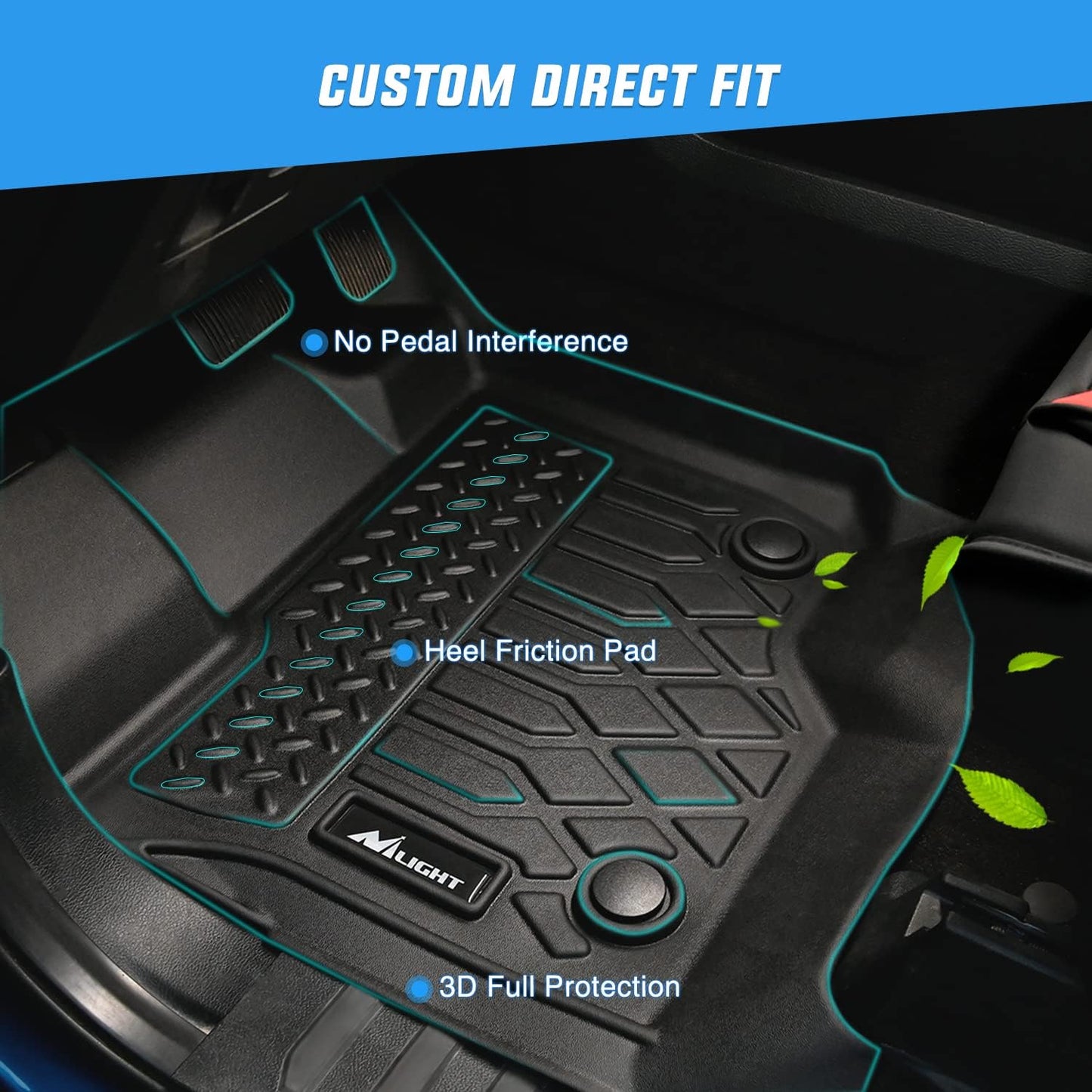 Nilight TPE Floor Mats for Hyundai IONIQ 5 SE Standard Range SE SEL 2022 2023 2024 2025 Movable Console,All Weather Custom Fit Heavy Duty Floor Liners