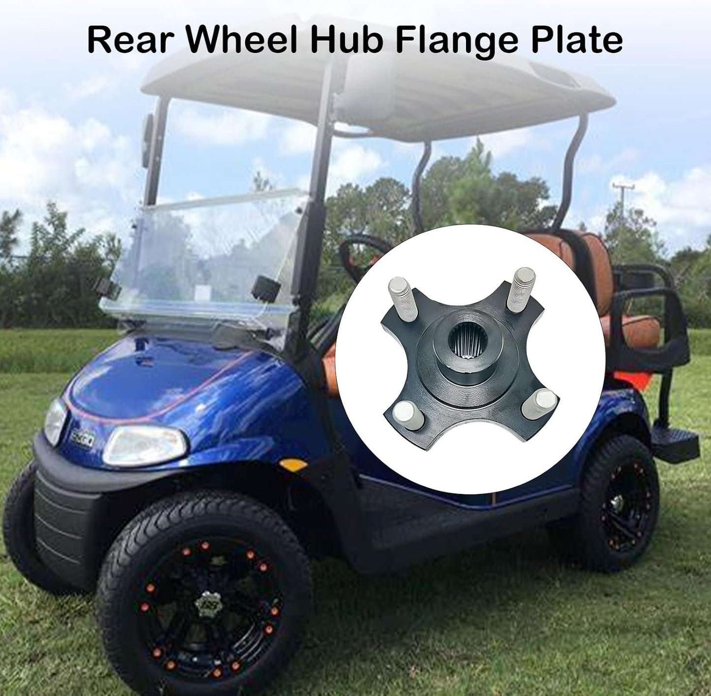 LOSTAR Rear Wheel Hub Flange Plate with Nuts Compatible with 2008-Up EZGO RXV Gas & Electric Golf Cart, 2 PCS Driver and Passenger Side Axle Hub Assembly Replaces 604112