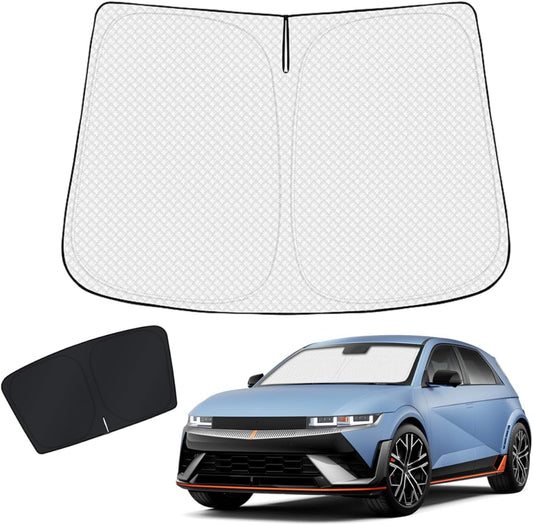 KUST Windshield Sun Shade Custom Fit for Hyundai Ioniq 5 2022 2023 2024 2025 2026 Sun Shade Front Windshield Sun Visor Foldable Thicker 5-Layer Block Heat and Sun UV Rays