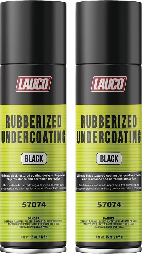 LAUCO Rubberized Undercoating Black (2-Pack) - 15oz Aerosol Spray Paint Can - Automotive & Truck Undercoat, Rust, Corrosion, Sound Deadener Coating for Metal & Plastic (57074)