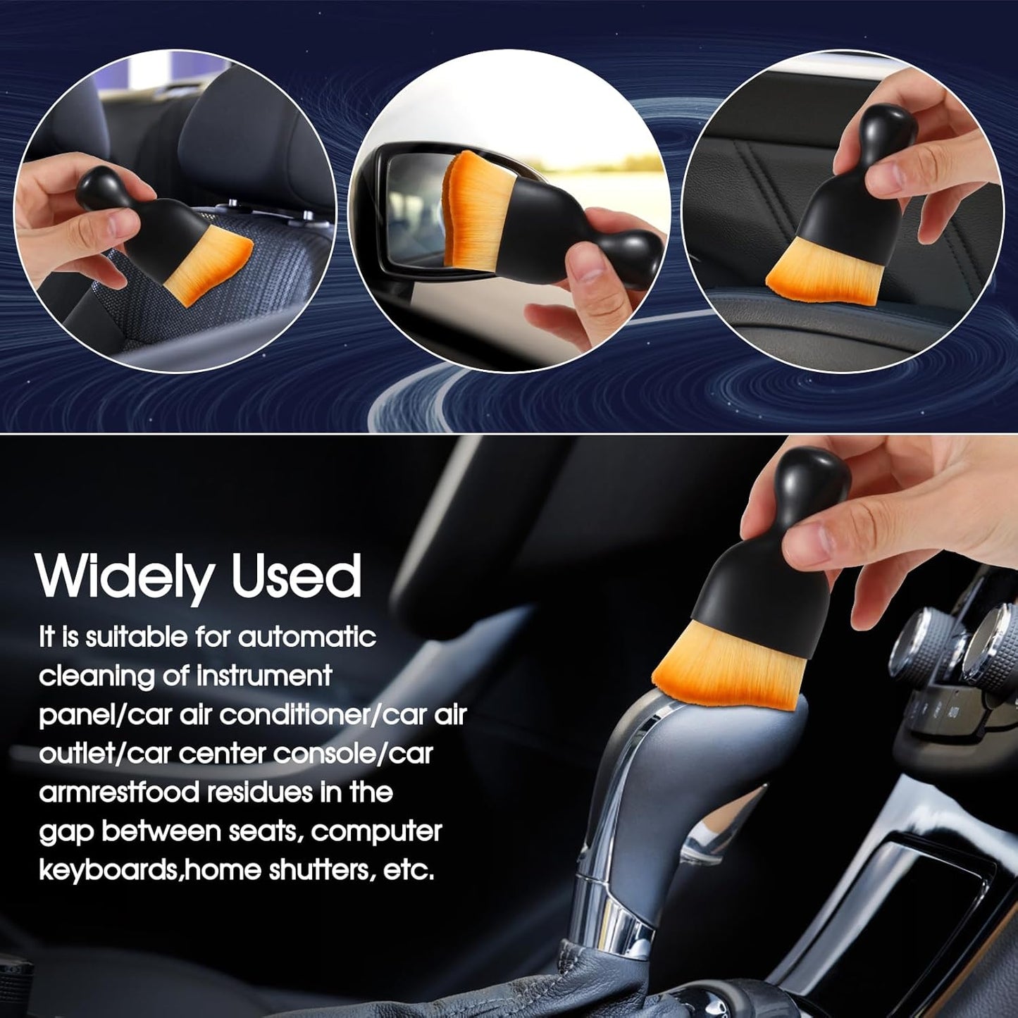 3 PCS Car Interior Detail Dust Brush,Soft Car Interior Detailing Kit Tools,Dash Duster Brush for Auto,Truck,SUV,RV Interior Cleaning