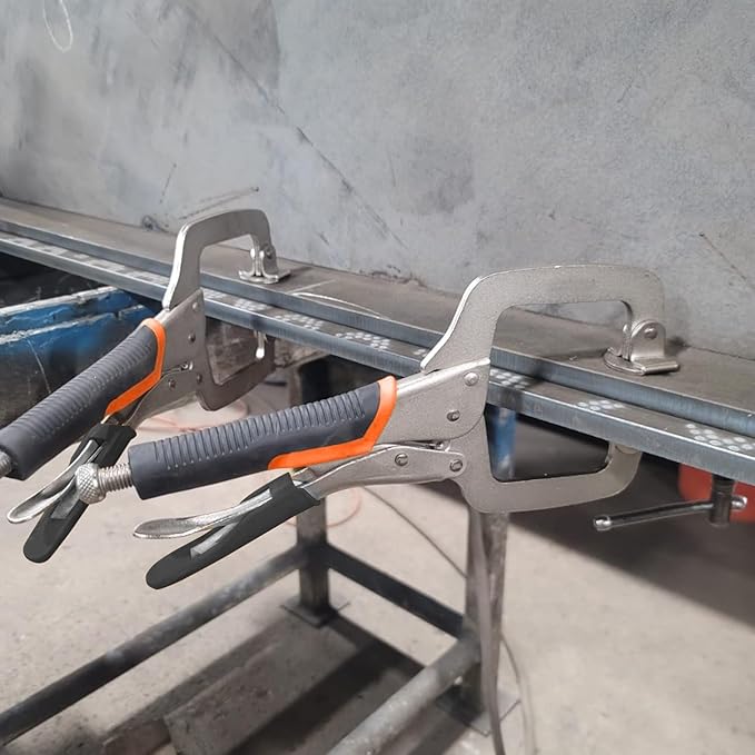 4 Pack 6 Inch C Clamp Locking Pliers,Locking C Clamp With Non-Slip Rubber Grip, Adjustable Nickel Plated C Pliers for Wood Working, Welding, Electrician Maintenance and More, by GENHAKON