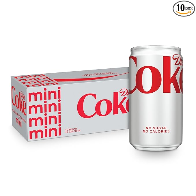 Diet Coke Fridge Pack Diet Soda, 7.5 fl oz Cans, 10 Pack - Mini Soda Soft Drinks