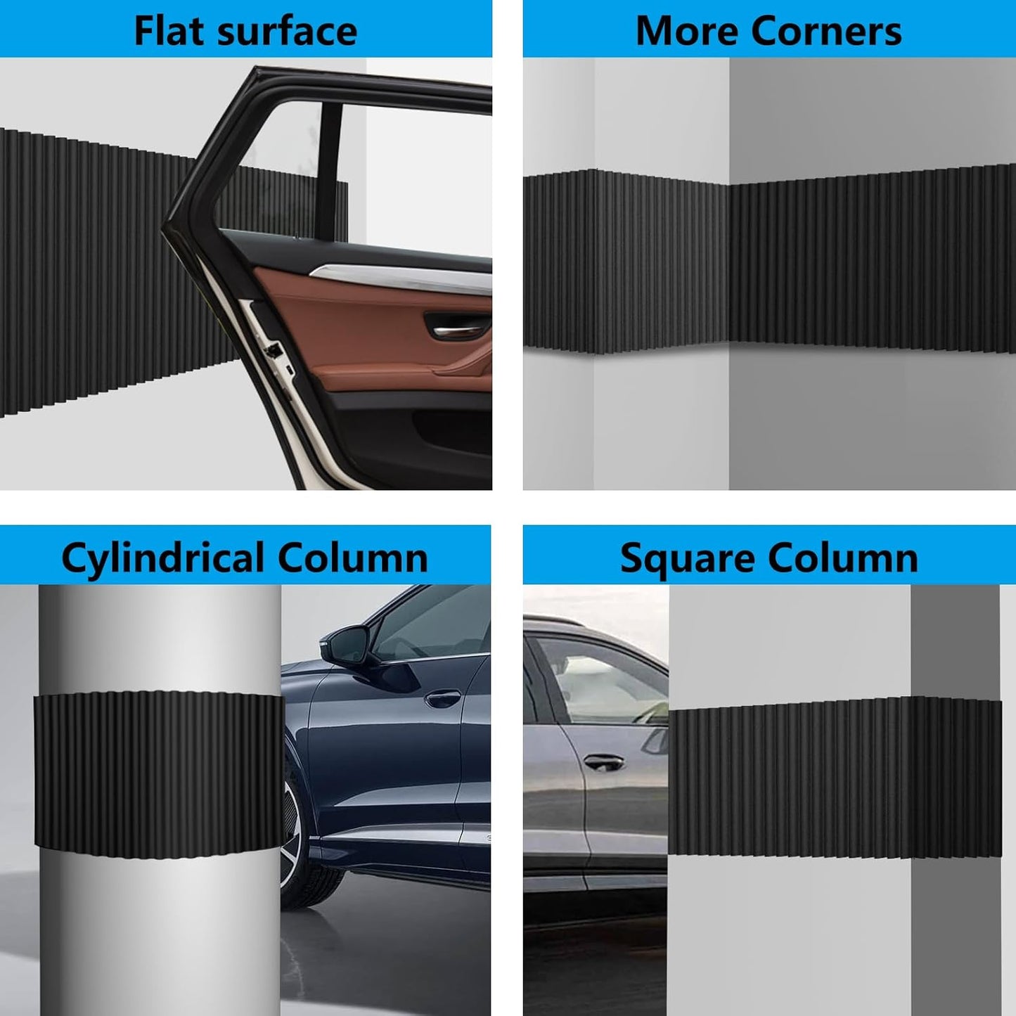 Spurtar Ultra Thick Garage Wall Protector Garage Parking Aid, Self-Adhesive Car Door Protector, Wavy-Mat Wall Padding, Vehicle Door Edge Guards, Bumper Guards Protection Pads, 79" L x 8" W x 3/5"