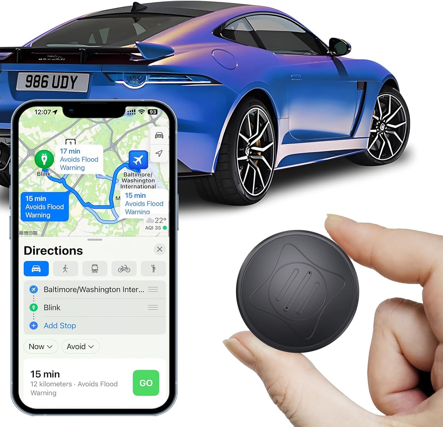 GPS Tracker for Vehicles,Car GPS Tracker Portable Real Time Magnetic GPS Tracking Device, Full Global Coverage Location Tracker for Car,kids,dogs,Trucks/Person. No Subscription Required/No Monthly Fee