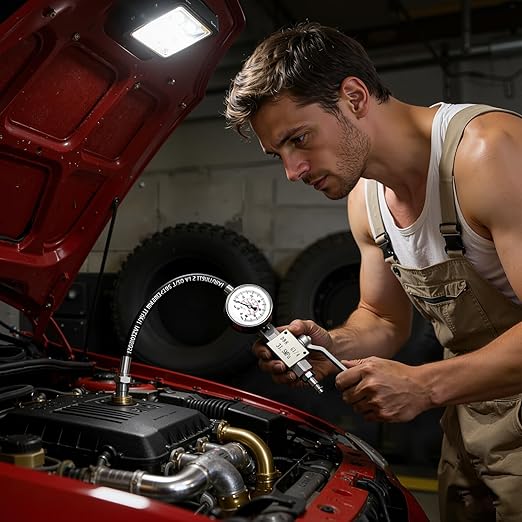 High Pressure Oil System IPR Air Test Tool Kit with Gauge, Compatible with Ford 6.0L-7.3L Powerstroke Diesel Engines
