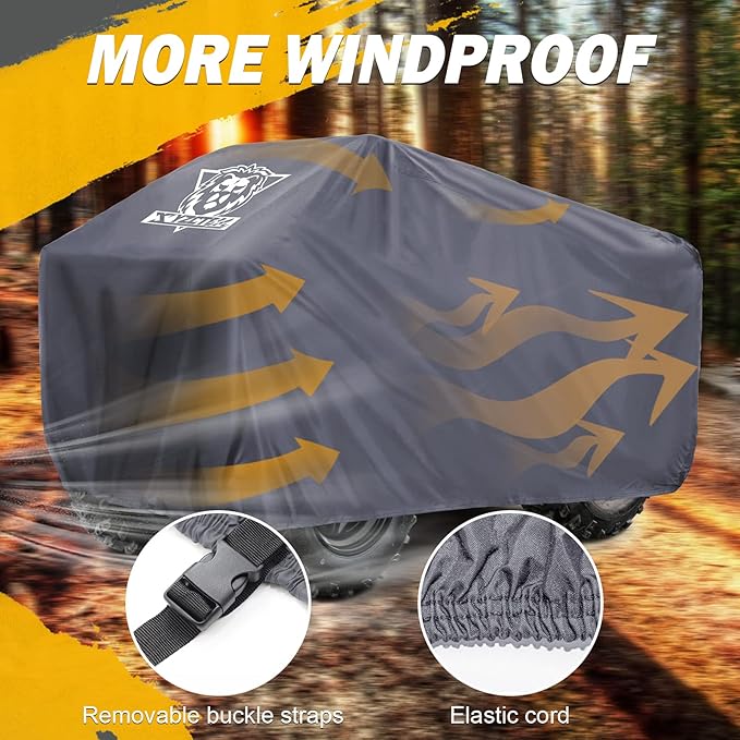 XYZCTEM Premium ATV Cover, Oxford Fabric Protection Against Water, UV, Wind, Quad Cover for Can-am,Suzuki,Kawasaki, Honda, Yamaha, Polaris and More, 4 Wheeler Accessories(Grey,82 inch)
