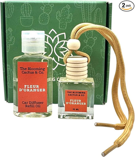 Car Air Freshener with 1 Oz Refill included | Car scented on the go | Car Air Freshener | Long Lasting Hanging Fragrance | Phthalate Free Fragrance (Fleur D'Oranger, 10 ml)