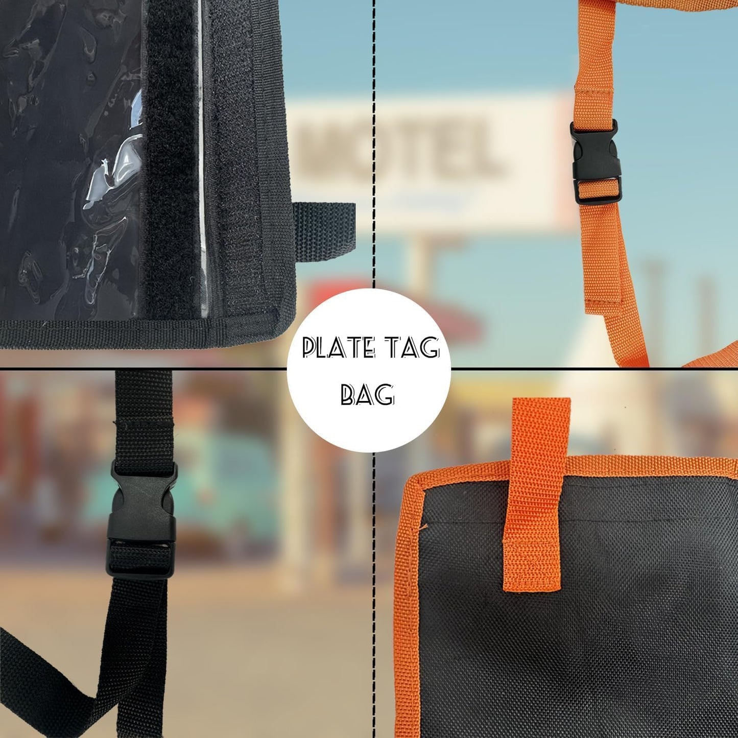 License Plate Holder with Hanging Strap, Test Drive Tag Bag, Dealer Plates License Frame Cover, for Car SUV Truck (Orange, 3)