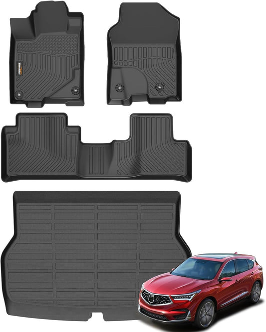 Binmotor-Custom Floor Mats & Cargo Liner for Acura RDX 2016 2017 2018, Front & 2nd Row & Cargo Mat Full Set, TPE All Weather Car Floor Mat for Acura RDX Accessories Floor Liners
