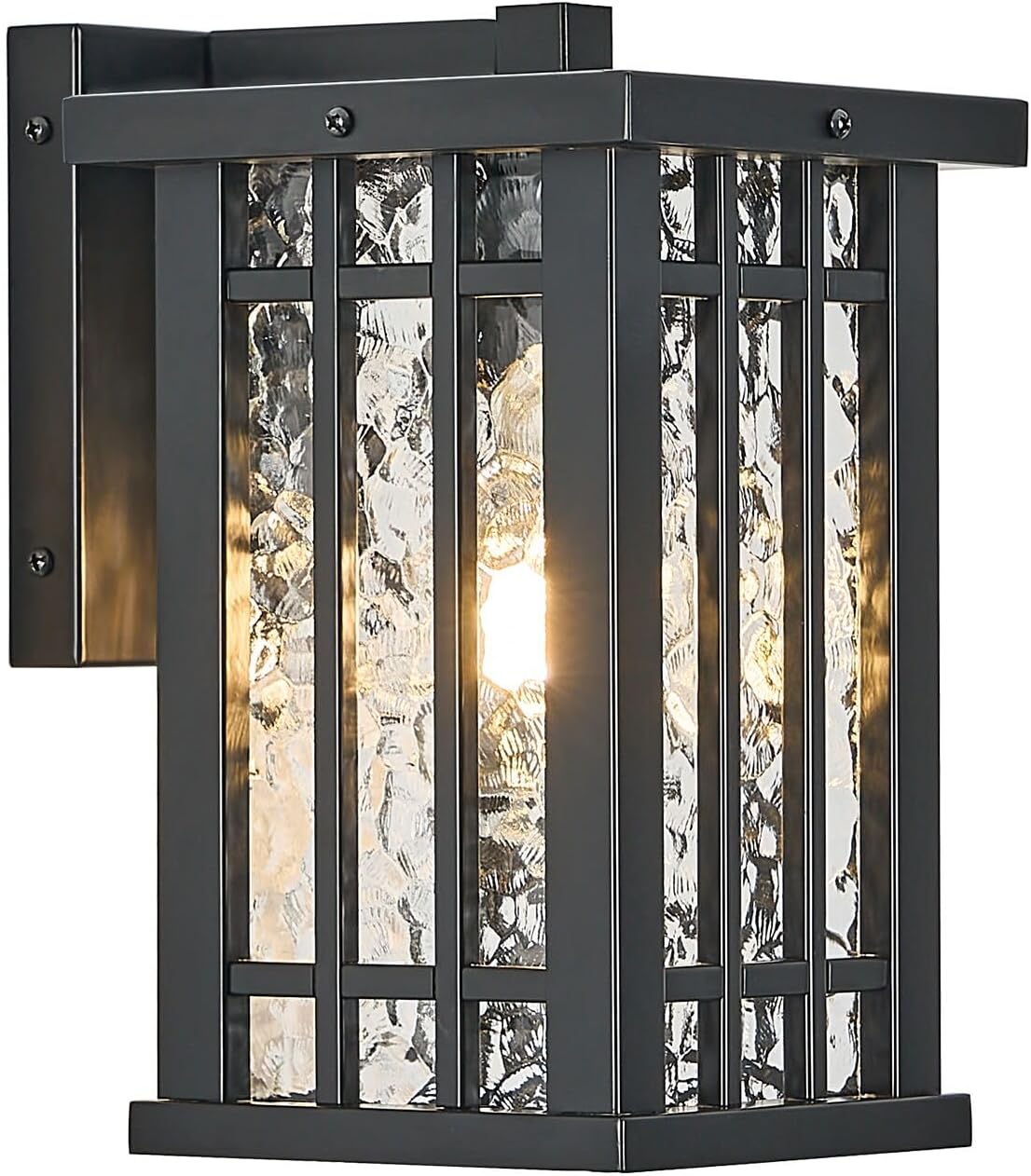 Outdoor Wall Light E26 Base Metal Frame - Black Exterior Waterproof Lanterns with Clear Glass, Porch Wall Mount Lighting for Garage, Patio(Bulb not Included)