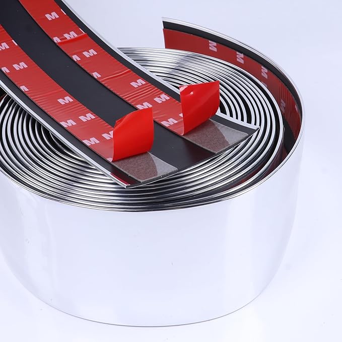 2"(50mm) Automotive Chrome Trim Molding 25FT Heavy Duty Car Side Moldings Self Adhesive UV Protected Scratch-Proof for Truck RV Boat Exterior Interior Body Door Window Bumper
