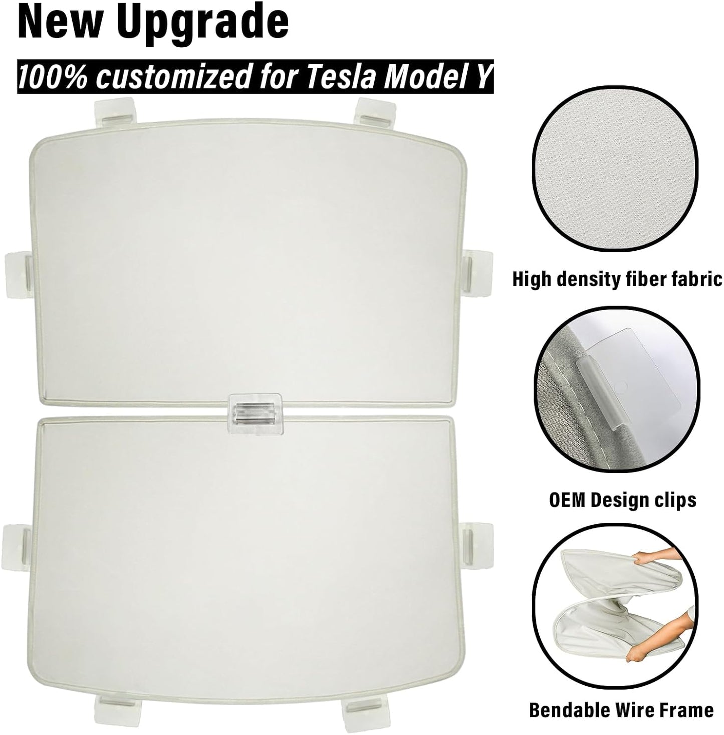 Sze 4Pcs Sunroof Shade for Tesla Model Y 2020-2023 2024 2025 Sunroof Cover Foldable Roof Window Sun Protection Glass Roof Sunshade for Tesla Model Y UV Reflector Sun Visor Primary White