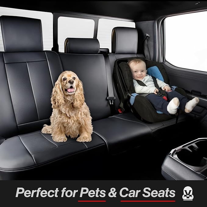 Coverland Custom Fit Car Seat Covers for Truck Compatible with [Ford Maverick, Nissan Full setier, Toyota Tacoma] Premium Waterproof Non-Slip Interior Seat Protector [Full Set Black - Size Chart X63]