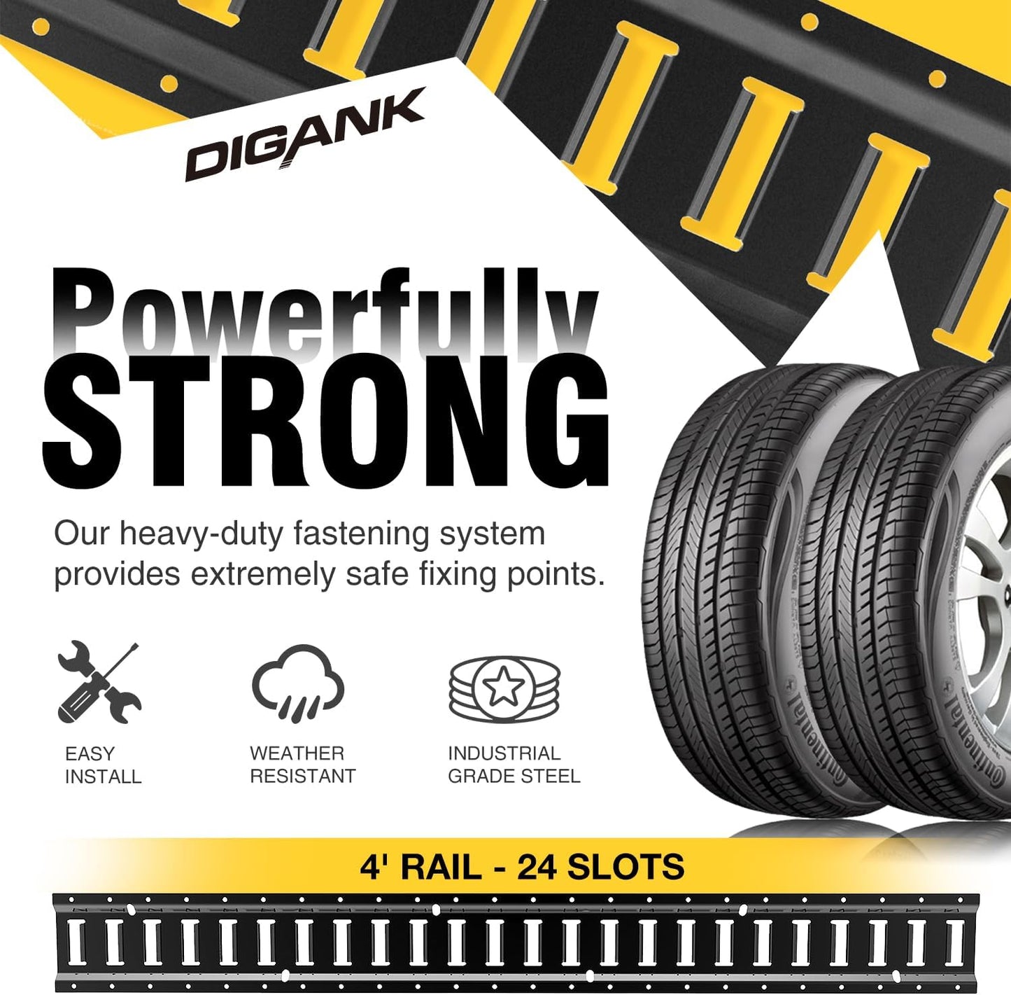 E Track 4'（2 Pack） with Powder-Coated Steel Trailer Tie Down for Garages, Trucks, Pickups, and Vans, E-Track Rail Reliable Cargo Restraint (Screws Not Included)