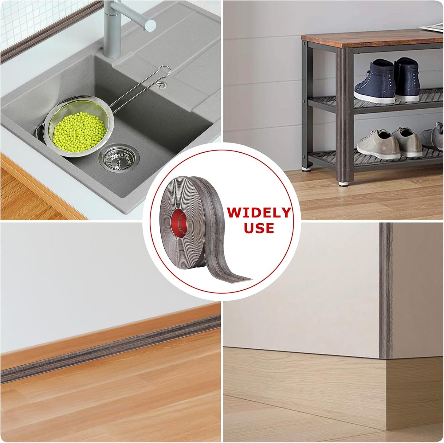 Flexible Wall Corner Protector Moulding Trim Peel and Stick Wall Corner Guards Edge Protector Self Adhesive Molding Trim Strip for Edge Ceiling (Brown Walnut Wood Grain, 0.8 in x 40 Ft)