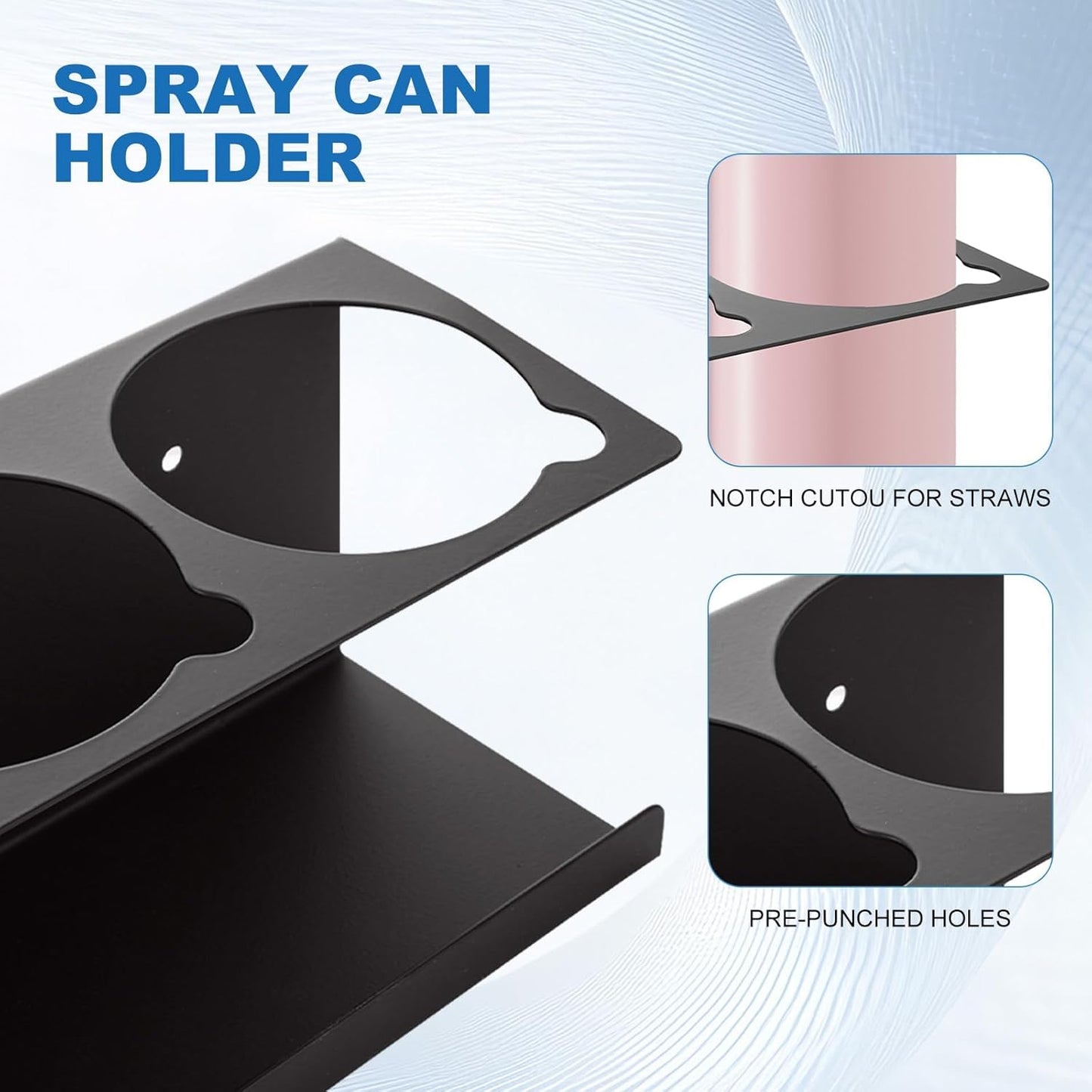 4 Pack Heavy-Duty Aerosol Spray Can Holder, 5 Can Spray Bottle Holder Steel Wall-Mounted Shelf for Garage, Craft Workspace and Home