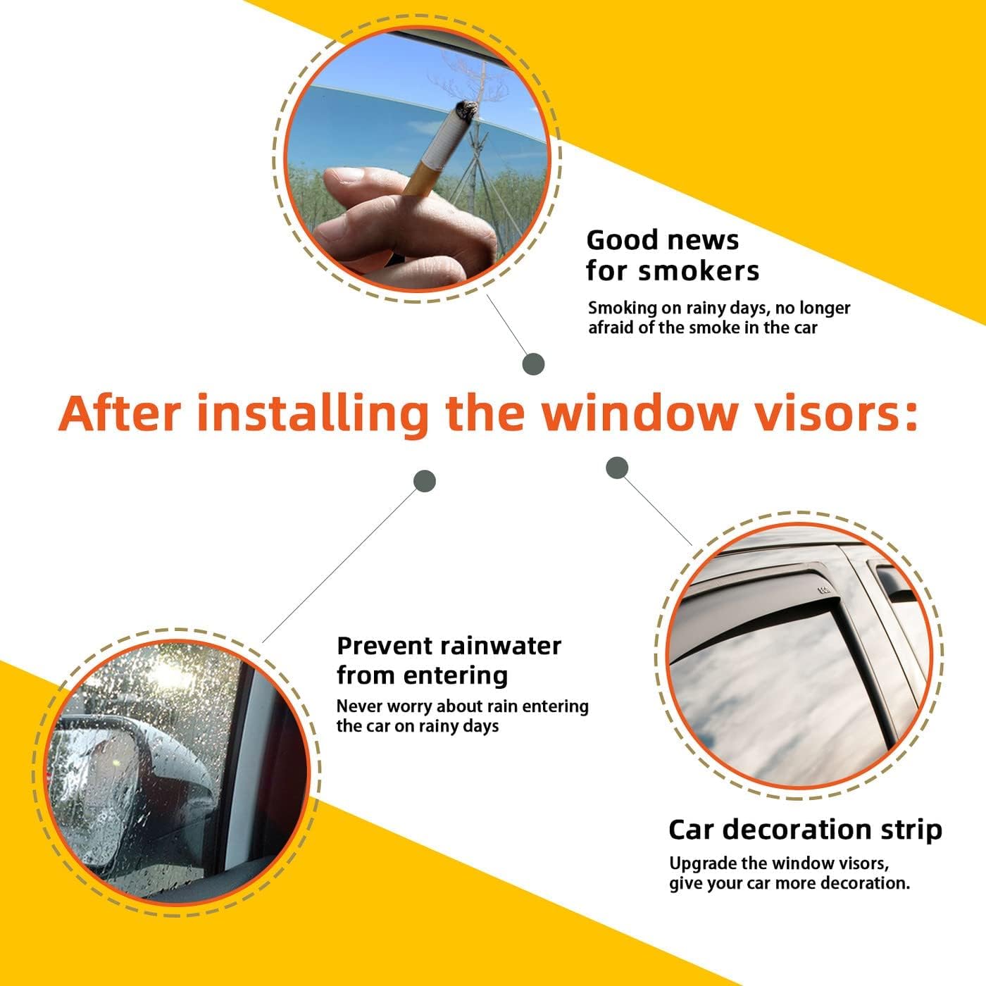 4 pcs Compatible with 2000-2004 Nissan Xterra Front+Rear Sun/Rain Guard Outside Mount Window Visors