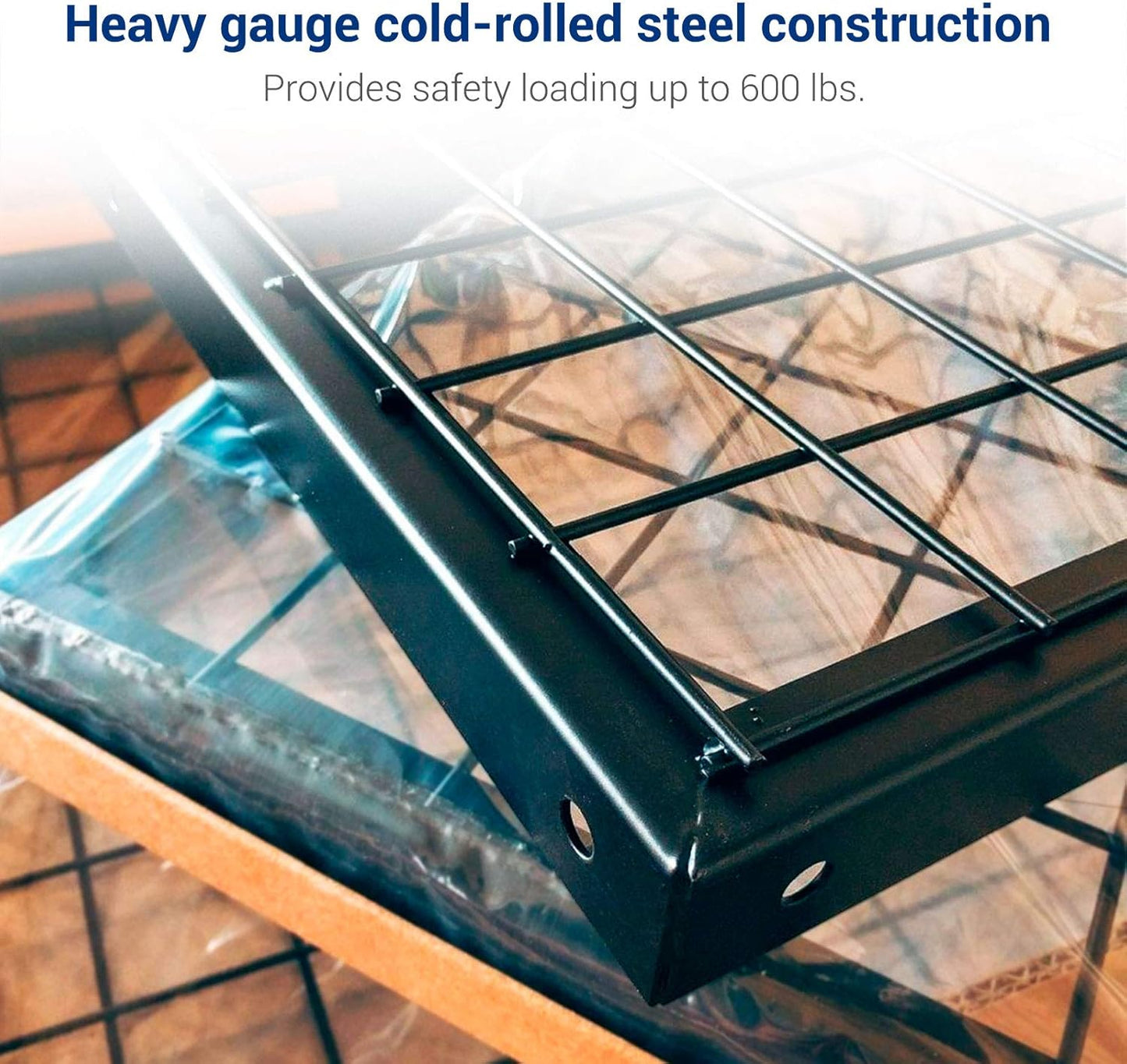 FLEXIMOUNTS 4x8 Overhead Garage Storage Rack w/Hooks Adjustable Ceiling Storage Racks, 96" Length x 48" Width x 40" Height, 22''-40" Ceiling Dropdown, White