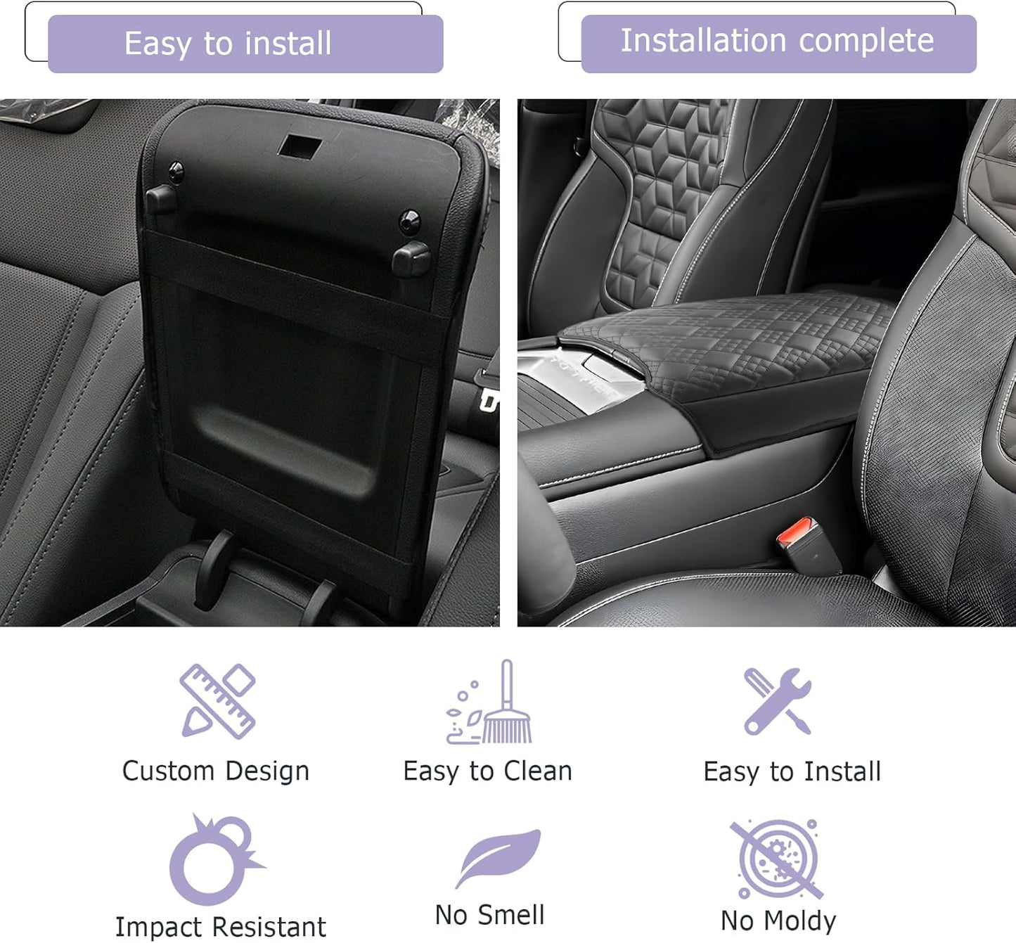 LUWU Center Console Cover Compatible with 2025 Nissan Armada Accessories 2025 Armada SV/SL/Platinum Armrest Cover Armrest Console Cover (Thick Black)