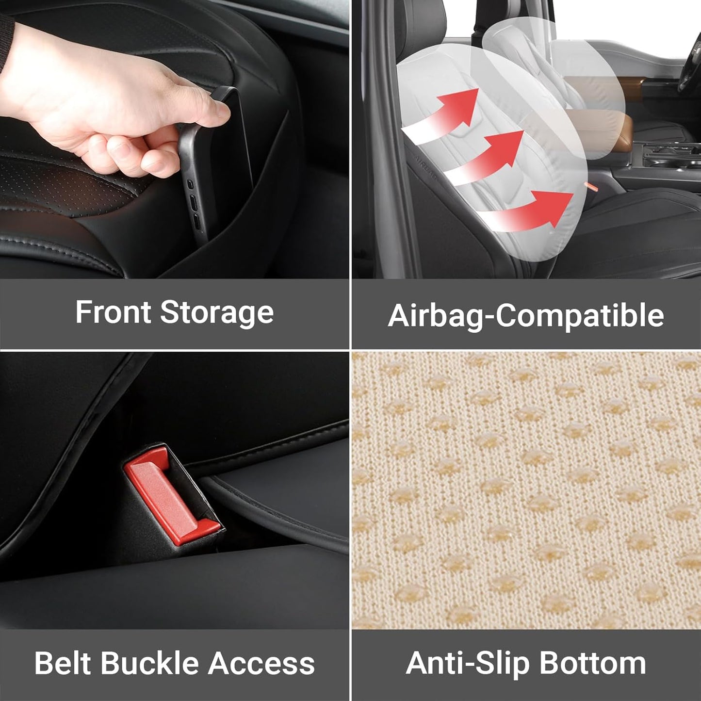 Coverland Custom Car Seat Covers Compatible with 2007-2013 Silverado 1500 Crew Cab, Extended Cab - Premium Leather Non-Slip Waterproof Interior Protector Full Set-Black [See Size Chart-Size X133]