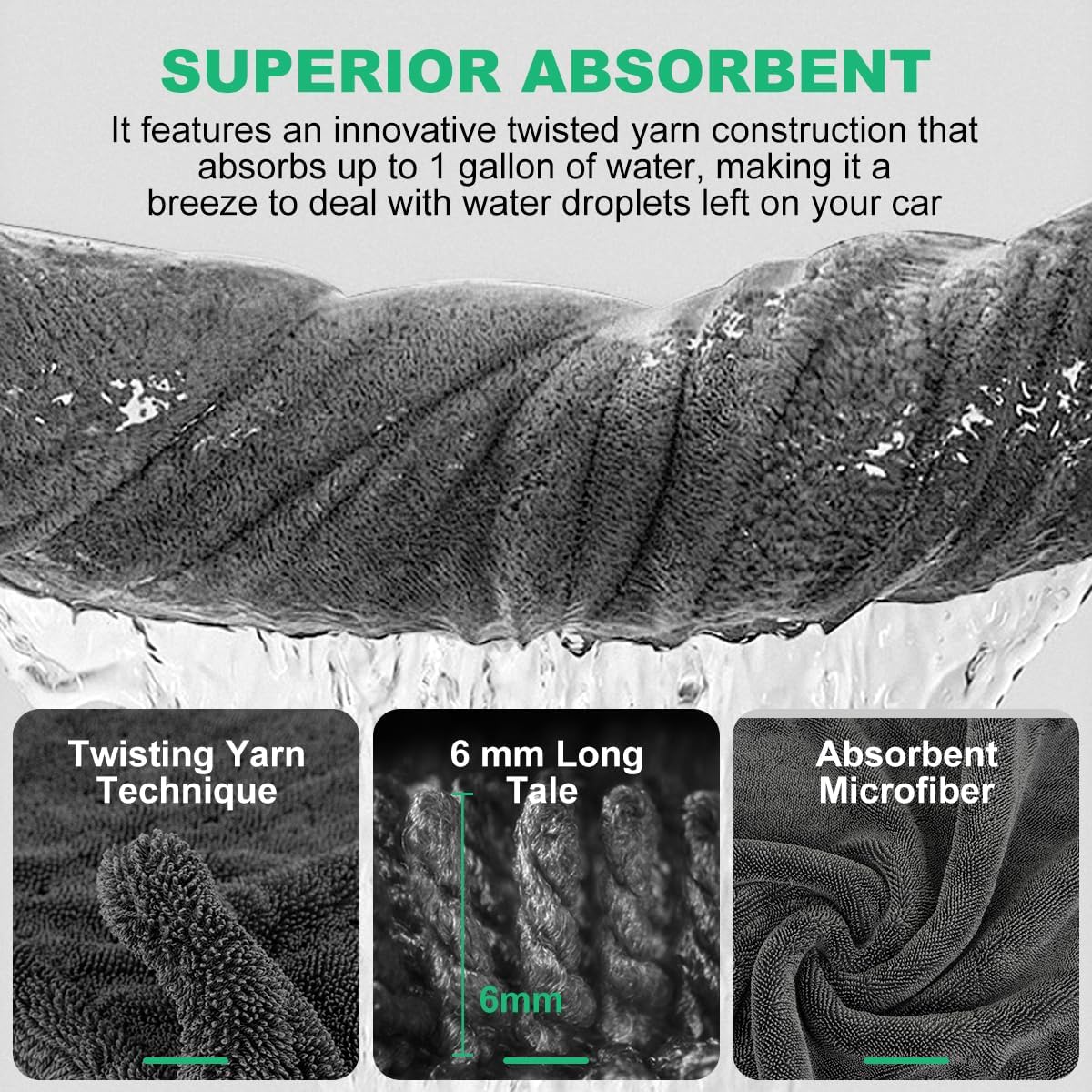 2 Pack Microfiber Towels for Cars, 1200 GSM Ultra-Soft Microfiber 36”x 24”& 16" x 16" Car Drying Towels Ultra-Absorbent Streak Free Premium Double Twisted-Loop Cleaning Cloth with Car Wash Mitt