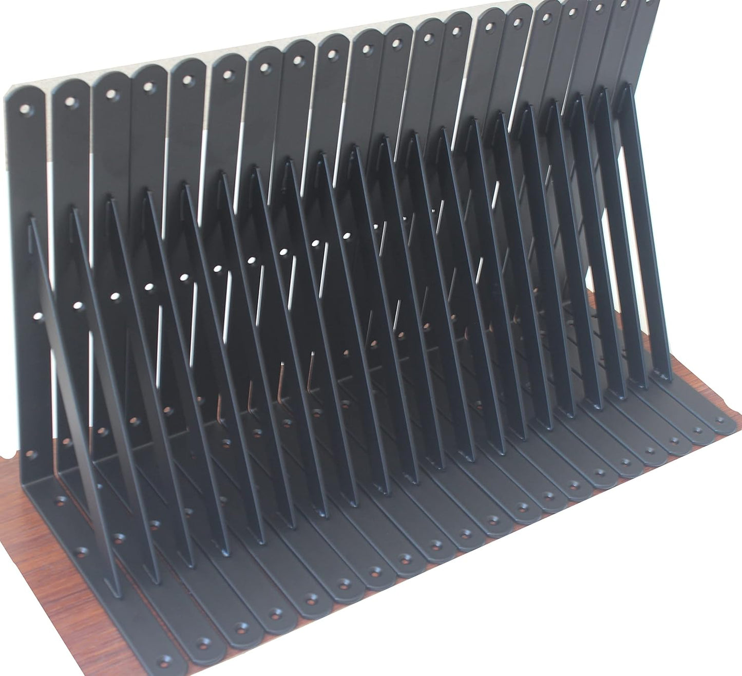 6 Pack L12 x H 8" Black Heavy Duty Shelf Brackets with Screws Metal Shelf Brackets Shelf Support Angle Brackets for Shelves L Brackets Heavy Duty Floating Shelf