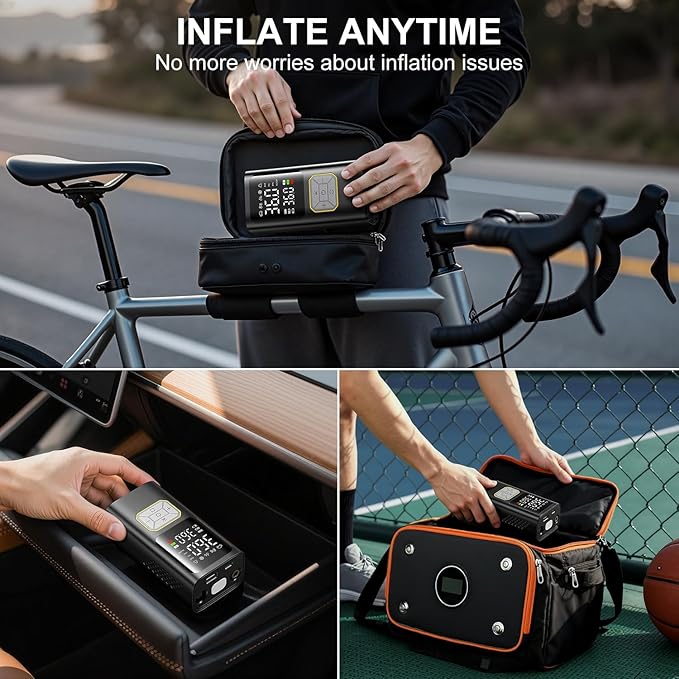 Tire Inflator Portable Air Compressor, 150PSI Air Pump for Car Tires, Cordless Air Compressor Pump with Digital Pressure Gauge, Auto Shut-Off Tire Pump
