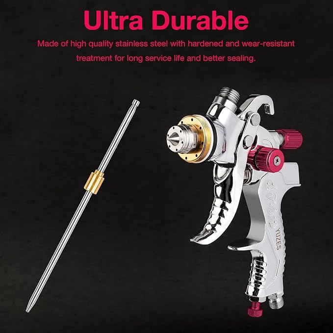 YUZES HVLP Spray Gun Kit with 1.4/1.7/2.0mm Nozzles and Complete Accessories, Auto Paint Guns Automotive, HVLP Paint Spray Gun for Cars Basecoats, Clearcoats, Primers & DIY Painting (Red)